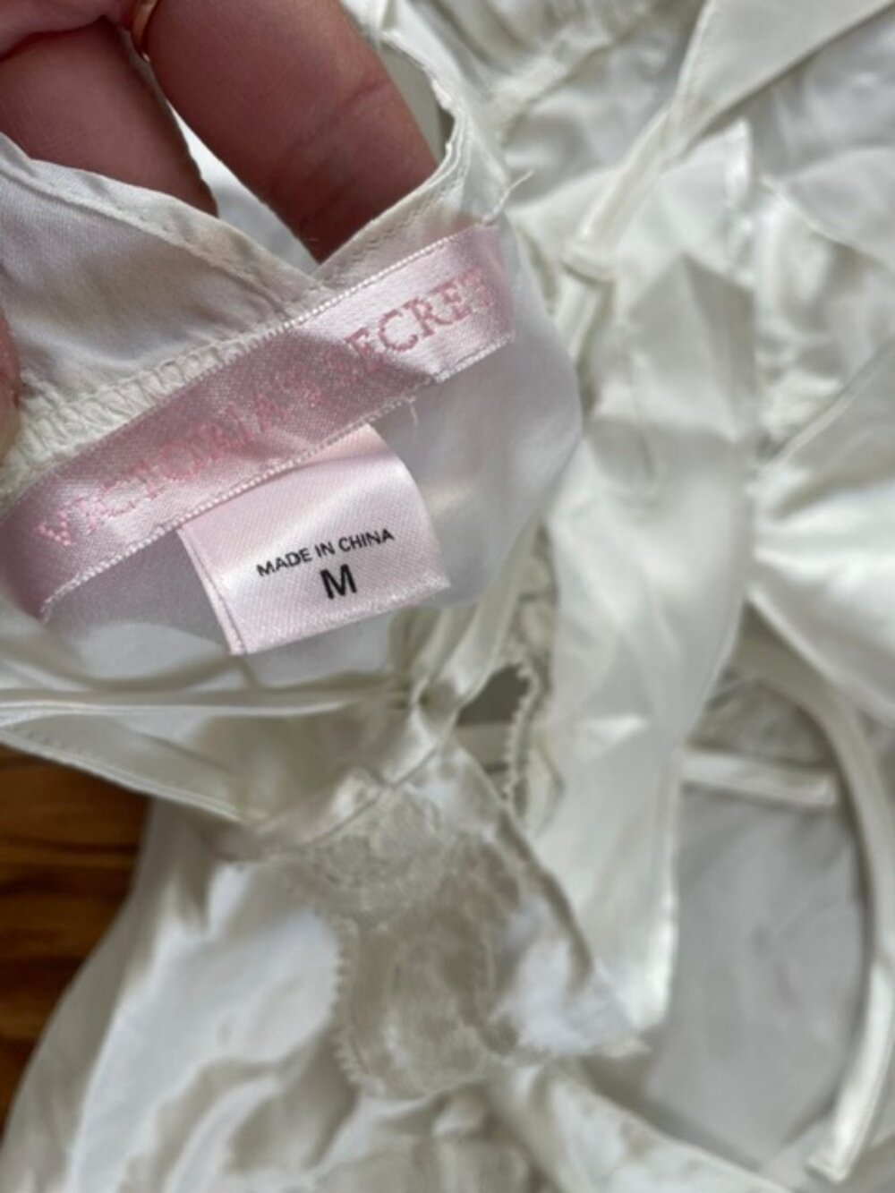 Victoria’s Secret Vintage Lace Trim Satin V-Neck Nightgown, White, Size M - Picture 5 of 13